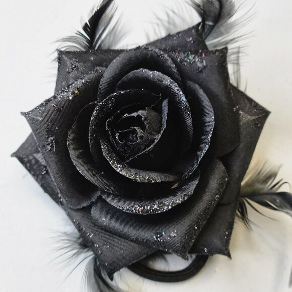 Womens Black Rose Corsage Brooch - Picture 7 of 7